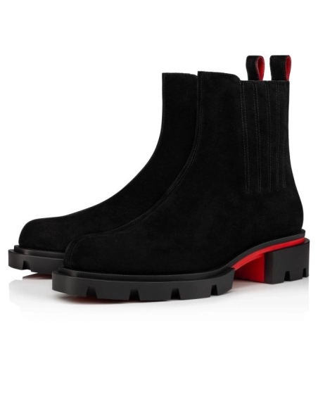 Knockoff Christian Louboutin Cheney Walk Ankle Boots Suede Black, Fake Christian Louboutin Boots