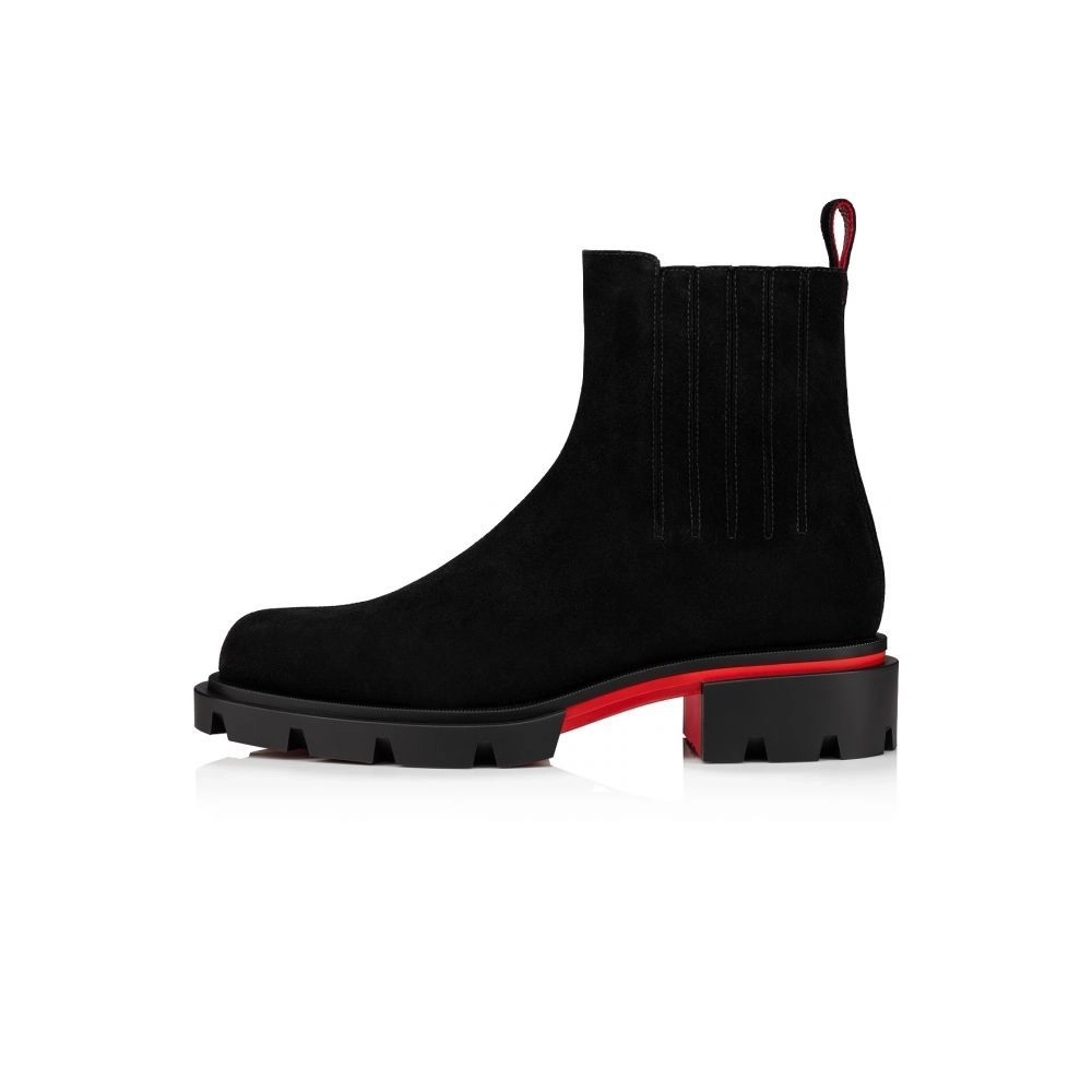Knockoff Christian Louboutin Cheney Walk Ankle Boots Suede Black, Fake Christian Louboutin Boots