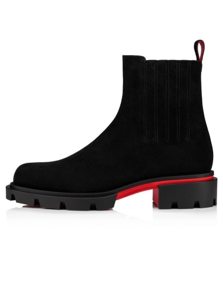 Knockoff Christian Louboutin Cheney Walk Ankle Boots Suede Black, Fake Christian Louboutin Boots