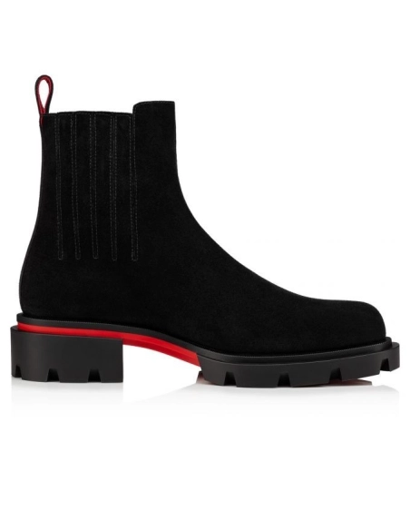 Knockoff Christian Louboutin Cheney Walk Ankle Boots Suede Black, Fake Christian Louboutin Boots