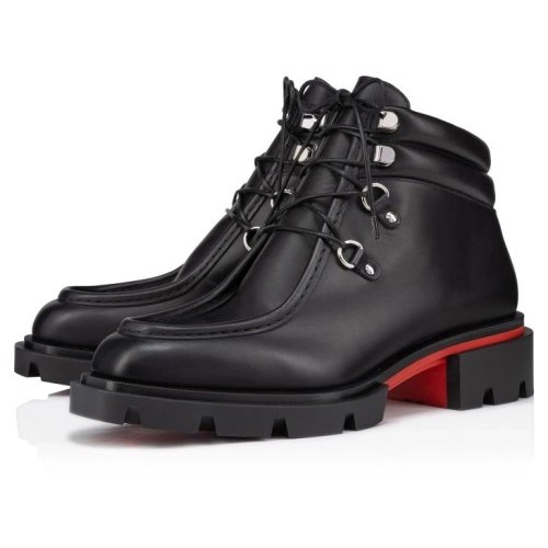Cheap Christian Louboutin Our Pabelito Boot Boots Calf Leather Black for Sale, Discount CL Outlet Store