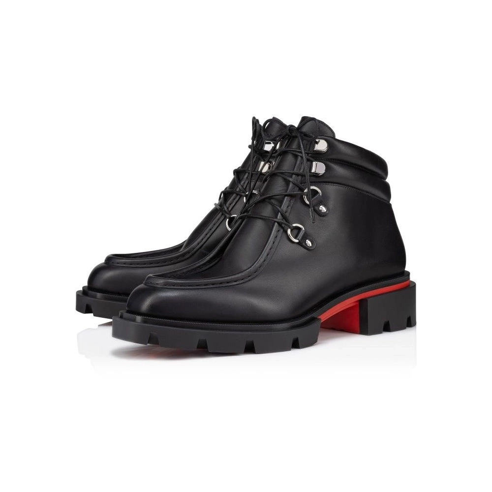 Cheap Christian Louboutin Our Pabelito Boot Boots Calf Leather Black for Sale, Discount CL Outlet Store