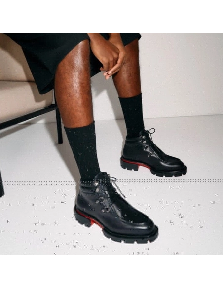 Cheap Christian Louboutin Our Pabelito Boot Boots Calf Leather Black for Sale, Discount CL Outlet Store