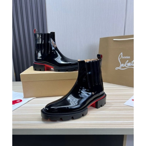 Fake Christian Louboutin Mens Cheney Walk Ankle Boots Black, Replica CL Shoes