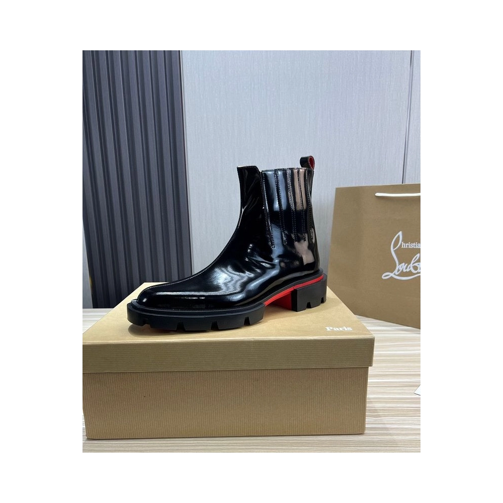 Fake Christian Louboutin Mens Cheney Walk Ankle Boots Black, Replica CL Shoes