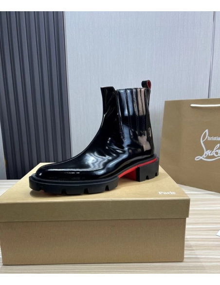 Fake Christian Louboutin Mens Cheney Walk Ankle Boots Black, Replica CL Shoes