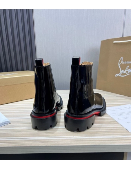 Fake Christian Louboutin Mens Cheney Walk Ankle Boots Black, Replica CL Shoes