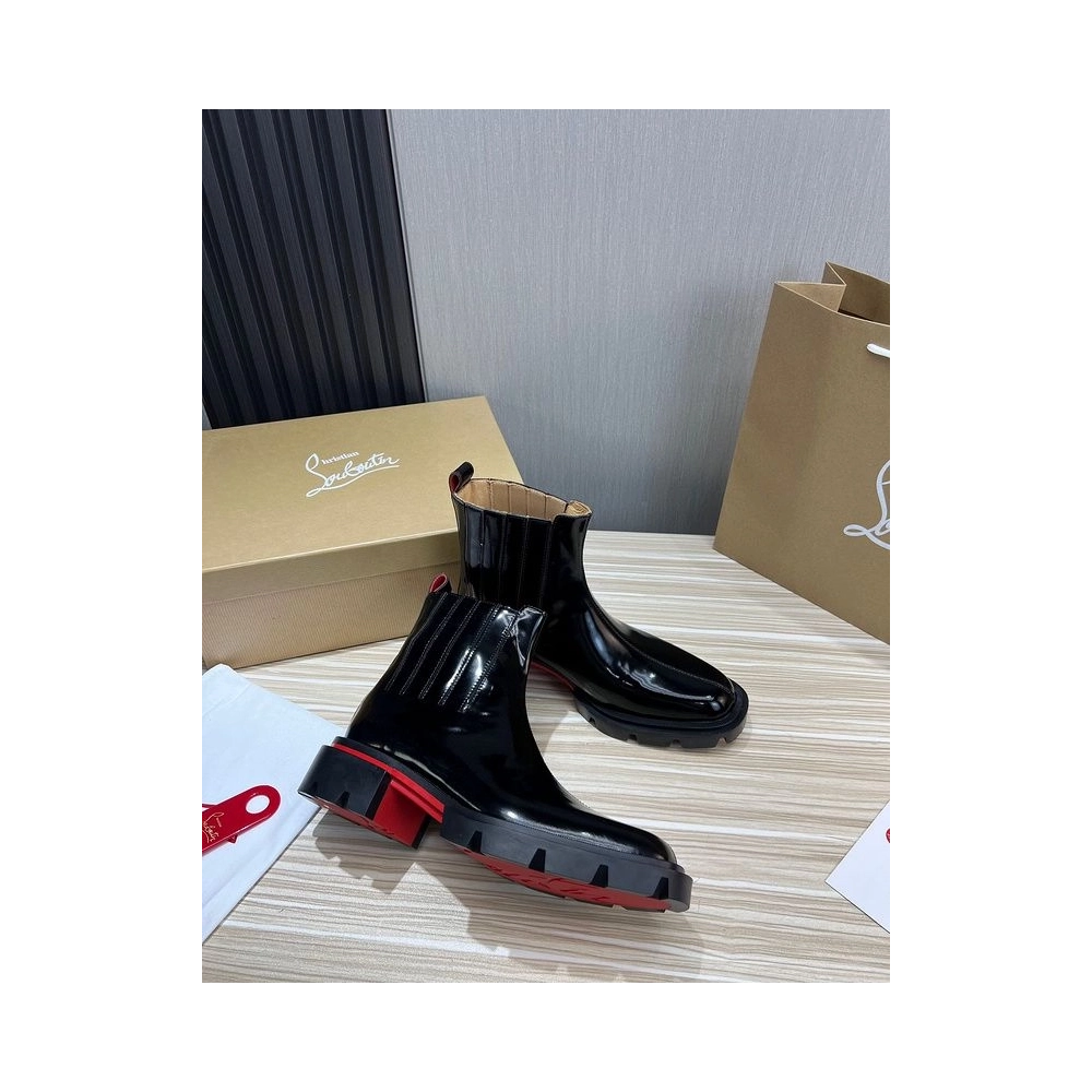 Fake Christian Louboutin Mens Cheney Walk Ankle Boots Black, Replica CL Shoes