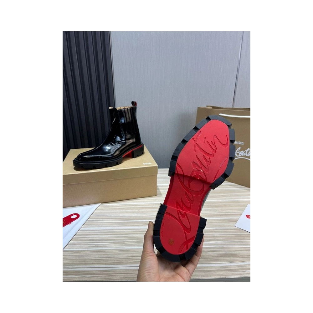 Fake Christian Louboutin Mens Cheney Walk Ankle Boots Black, Replica CL Shoes