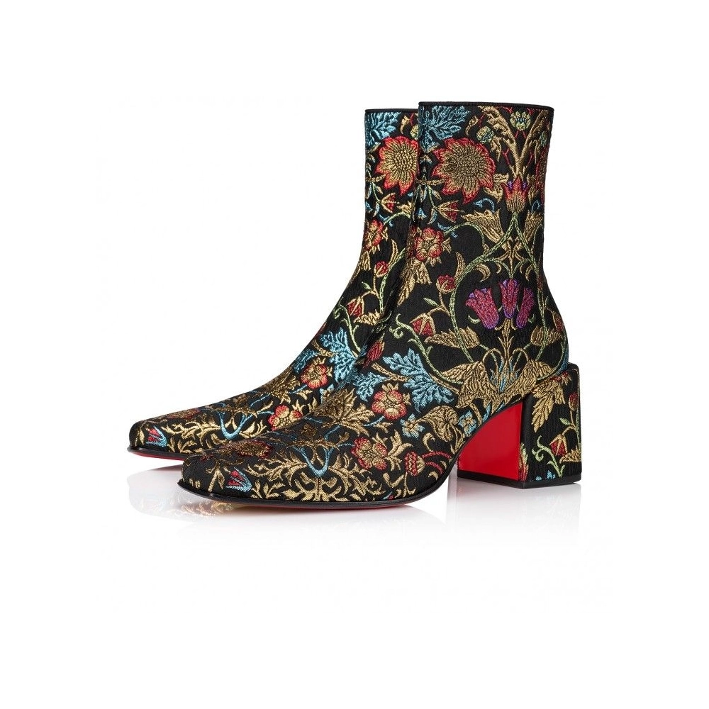 Discount Christian Louboutin Alleo Boot 70mm Low Boots Jacquard Florea Print Multicolor Outlet Online