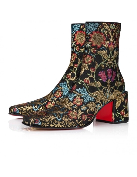 Discount Christian Louboutin Alleo Boot 70mm Low Boots Jacquard Florea Print Multicolor Outlet Online