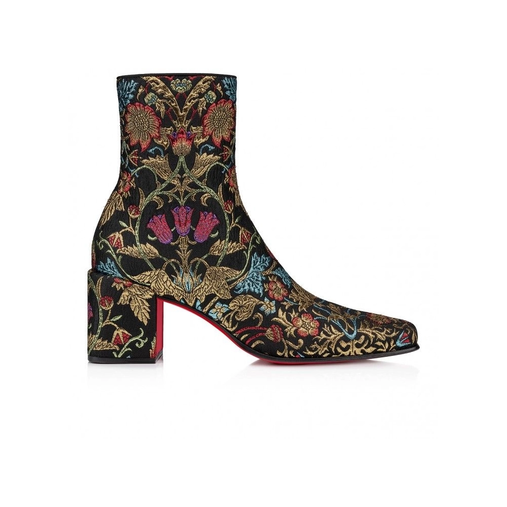 Discount Christian Louboutin Alleo Boot 70mm Low Boots Jacquard Florea Print Multicolor Outlet Online