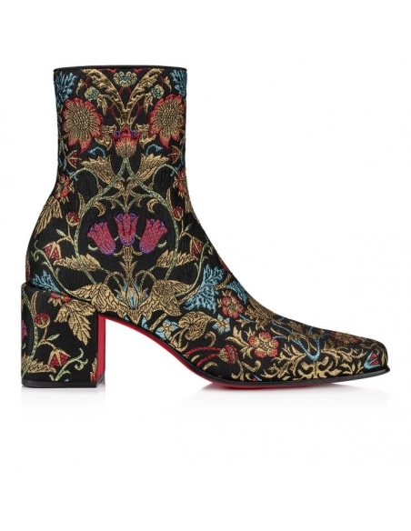 Discount Christian Louboutin Alleo Boot 70mm Low Boots Jacquard Florea Print Multicolor Outlet Online