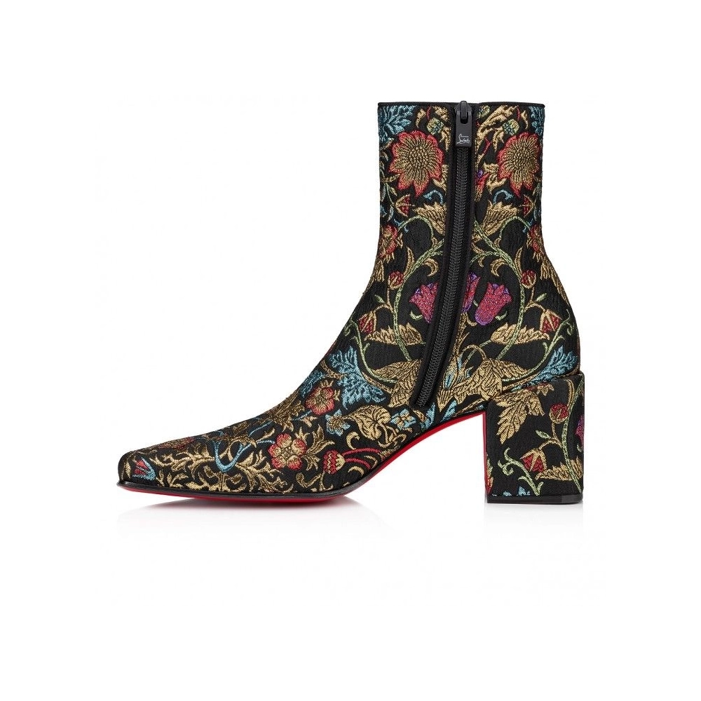 Discount Christian Louboutin Alleo Boot 70mm Low Boots Jacquard Florea Print Multicolor Outlet Online