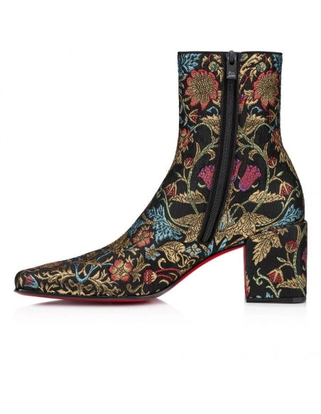 Discount Christian Louboutin Alleo Boot 70mm Low Boots Jacquard Florea Print Multicolor Outlet Online