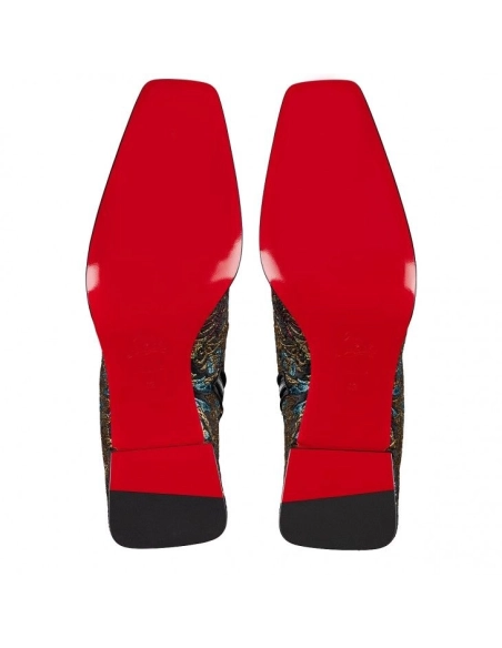 Discount Christian Louboutin Alleo Boot 70mm Low Boots Jacquard Florea Print Multicolor Outlet Online