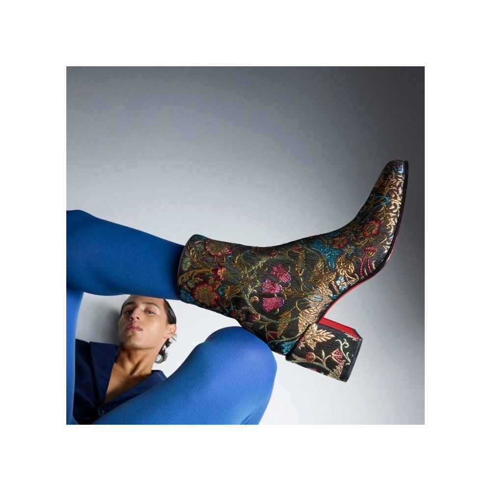 Discount Christian Louboutin Alleo Boot 70mm Low Boots Jacquard Florea Print Multicolor Outlet Online