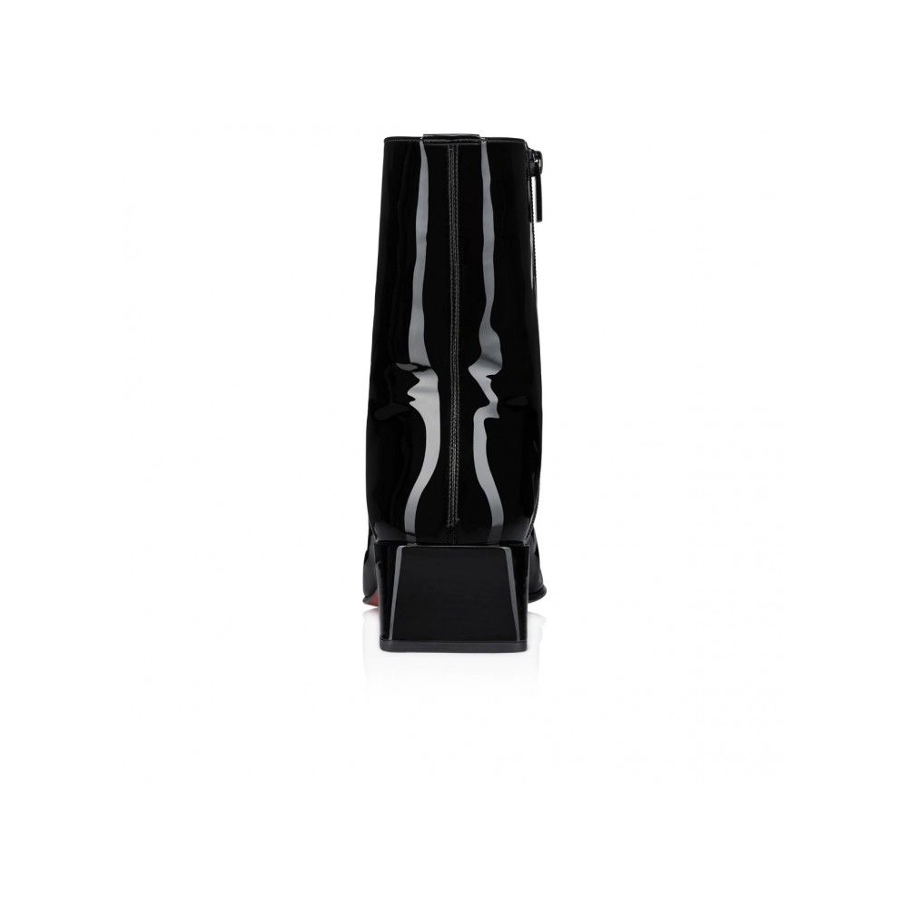 Fake Christian Louboutin Alleo Boot Low Boots Patent Calf Leather Black, Knockoff Christian Louboutin Shoes