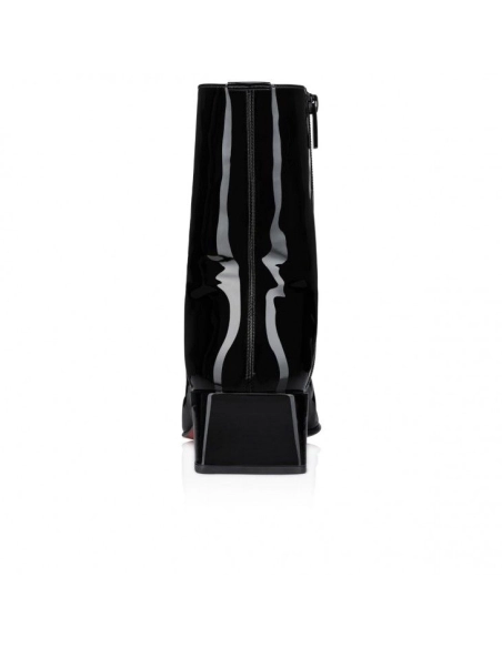 Fake Christian Louboutin Alleo Boot Low Boots Patent Calf Leather Black, Knockoff Christian Louboutin Shoes