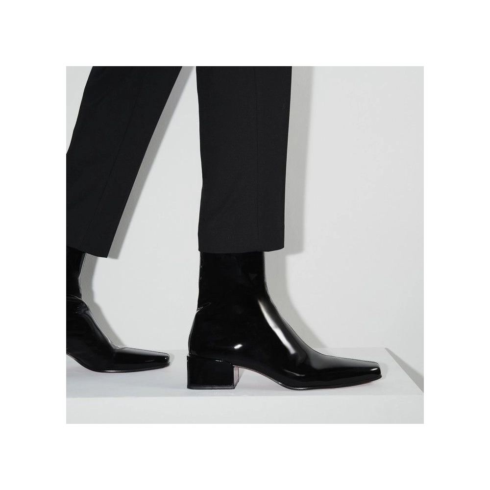 Fake Christian Louboutin Alleo Boot Low Boots Patent Calf Leather Black, Knockoff Christian Louboutin Shoes