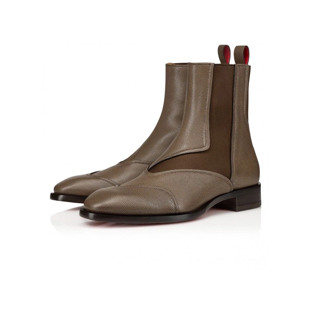 Fake Christian Louboutin Boabi Chelsea Boots Calf Leather Petit Grain Roca, Replica Christian Louboutin Shoes