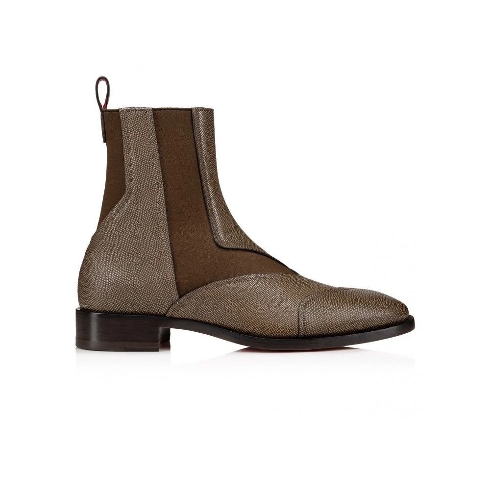 Fake Christian Louboutin Boabi Chelsea Boots Calf Leather Petit Grain Roca, Replica Christian Louboutin Shoes