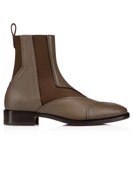 Fake Christian Louboutin Boabi Chelsea Boots Calf Leather Petit Grain Roca, Replica Christian Louboutin Shoes
