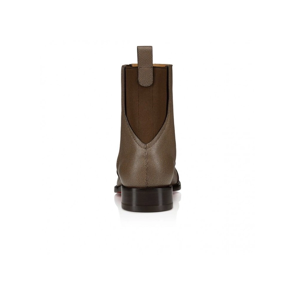 Fake Christian Louboutin Boabi Chelsea Boots Calf Leather Petit Grain Roca, Replica Christian Louboutin Shoes