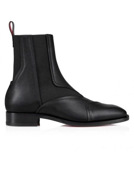 Knockoff Christian Louboutin Boabi Chelsea Boots Calf Leather Petit Grain Black, Fake Christian Louboutin Shoes