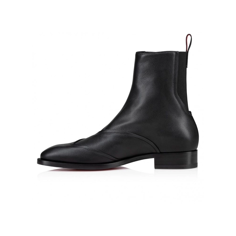 Knockoff Christian Louboutin Boabi Chelsea Boots Calf Leather Petit Grain Black, Fake Christian Louboutin Shoes