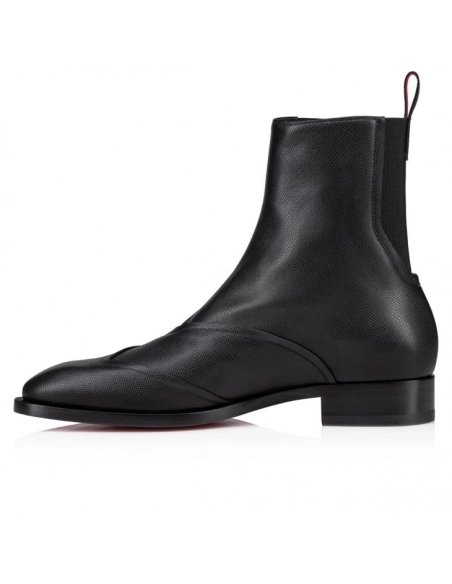 Knockoff Christian Louboutin Boabi Chelsea Boots Calf Leather Petit Grain Black, Fake Christian Louboutin Shoes