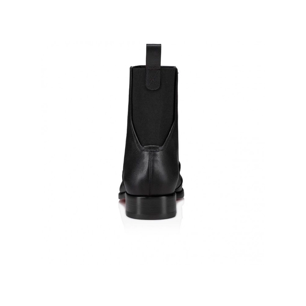 Knockoff Christian Louboutin Boabi Chelsea Boots Calf Leather Petit Grain Black, Fake Christian Louboutin Shoes