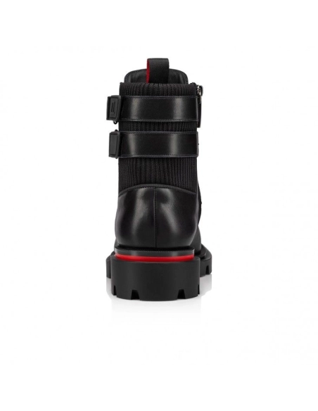 Fake Christian Louboutin Our Fight Boots Calf Leather Mesh Black, Replica Christian Louboutin Shoes