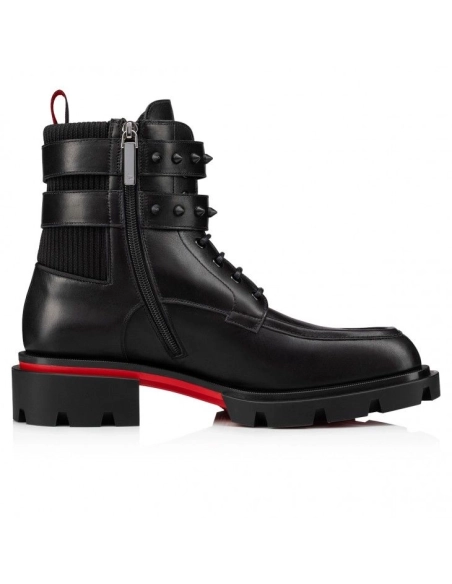 Fake Christian Louboutin Our Fight Boots Calf Leather Mesh Black, Replica Christian Louboutin Shoes