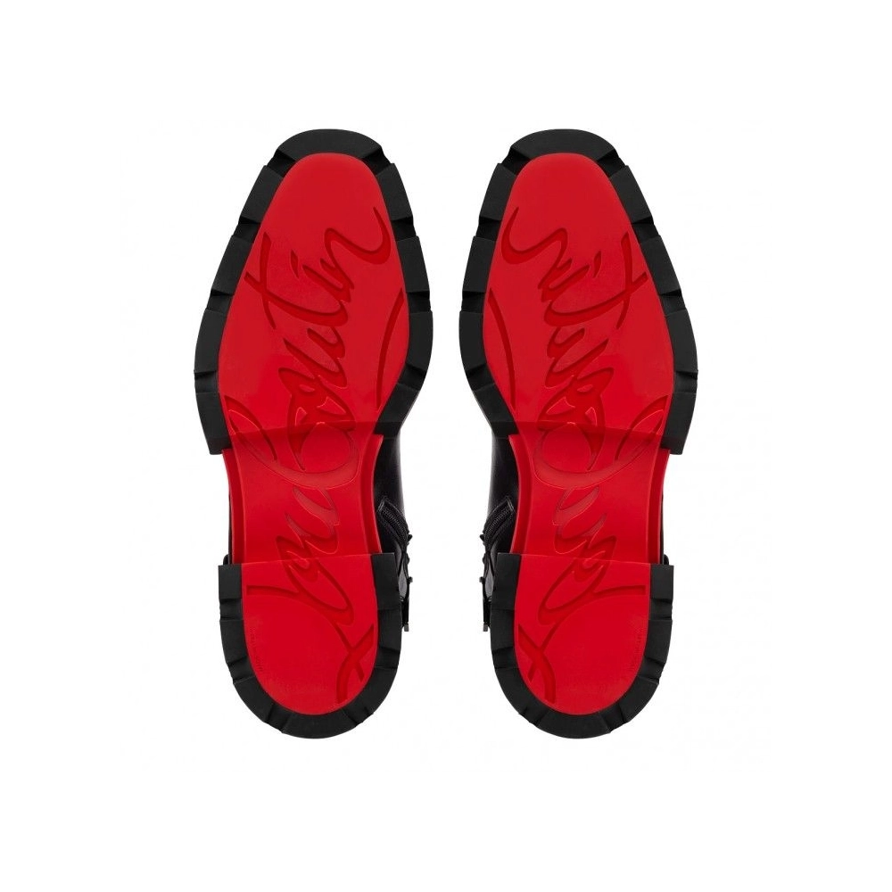 Fake Christian Louboutin Our Fight Boots Calf Leather Mesh Black, Replica Christian Louboutin Shoes