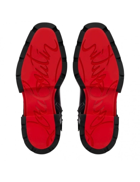 Fake Christian Louboutin Our Fight Boots Calf Leather Mesh Black, Replica Christian Louboutin Shoes