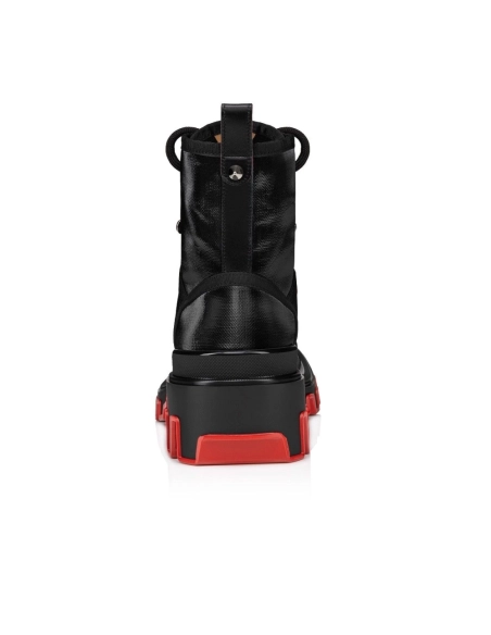 Fake Christian Louboutin Panaroot Dune Boots Coated Canva Calf Leather Black, Knockoff Christian Louboutin Shoes