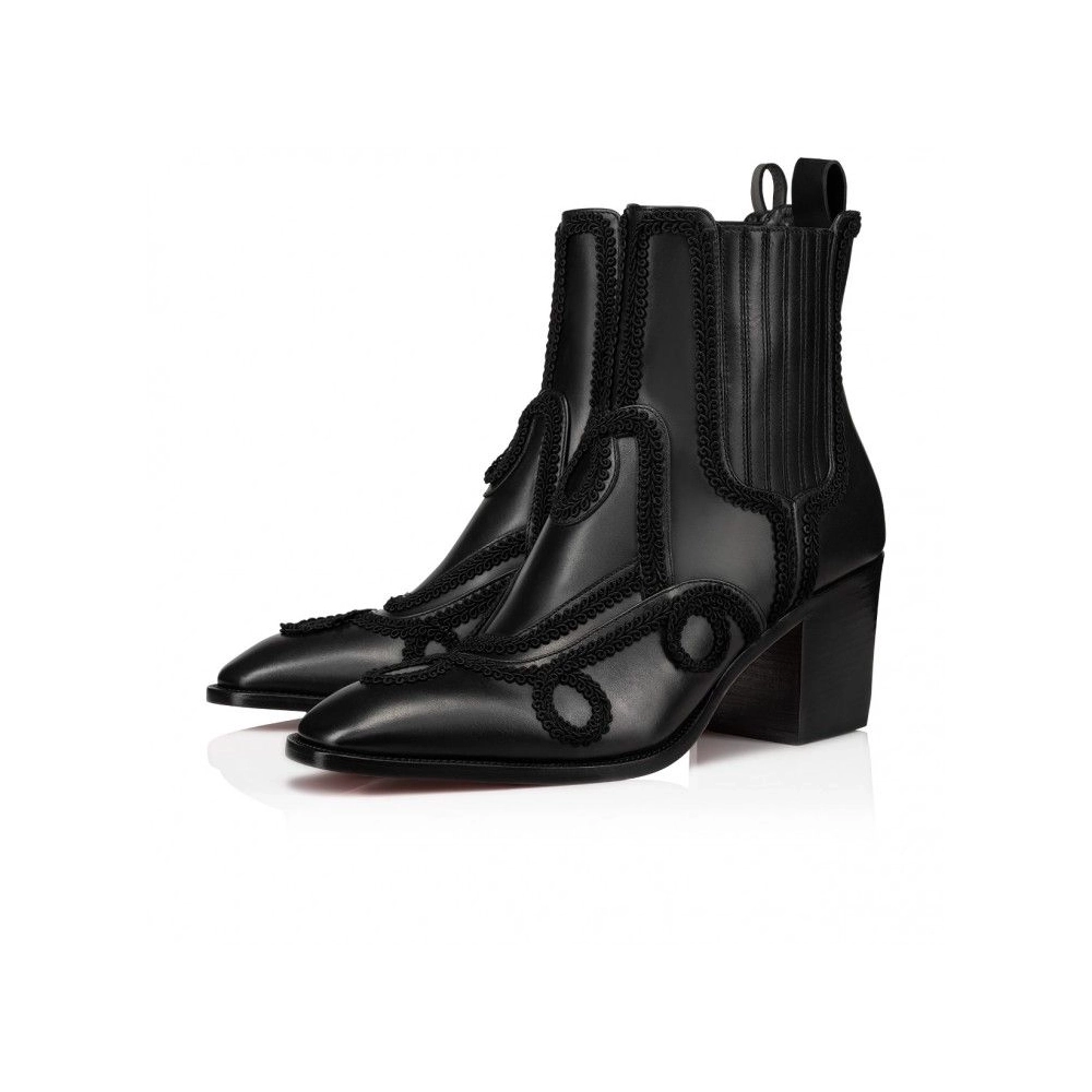 Fake Christian Louboutin Rosalio 70 Mm Boots Calf Leather Black, Knockoff Christian Louboutin Shoes