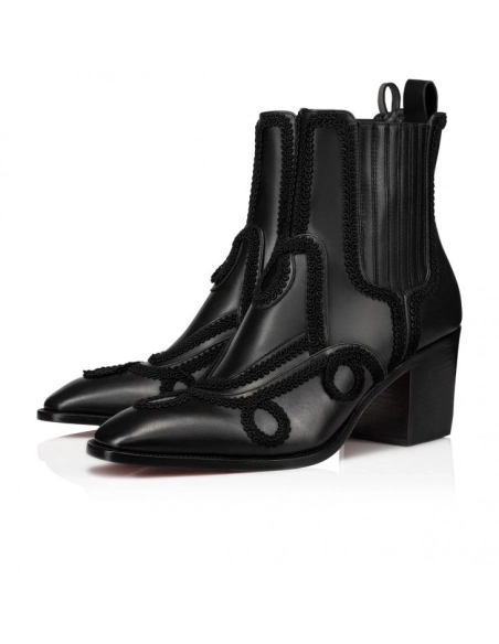 Fake Christian Louboutin Rosalio 70 Mm Boots Calf Leather Black, Knockoff Christian Louboutin Shoes