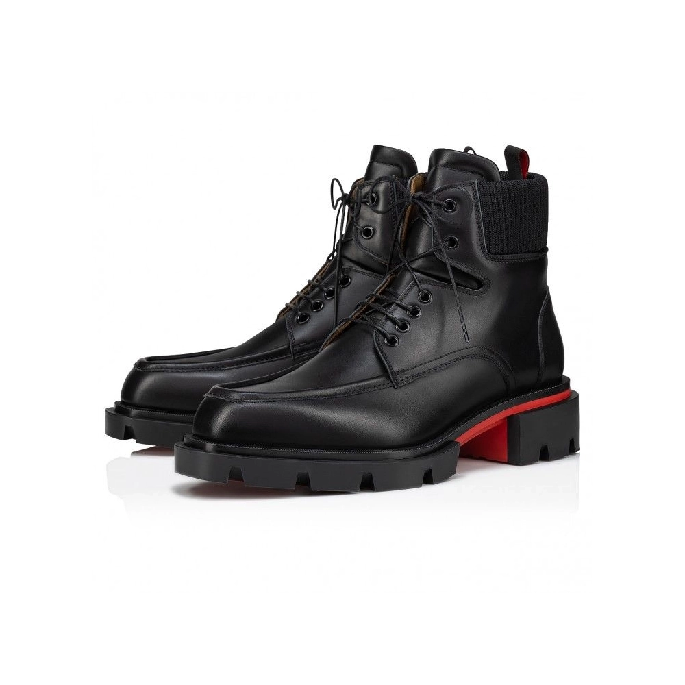 Discount Christian Louboutin Our Walk Lace-Up Boots Calf Leather Black, Cheap Christian Louboutin Shoes for Sale