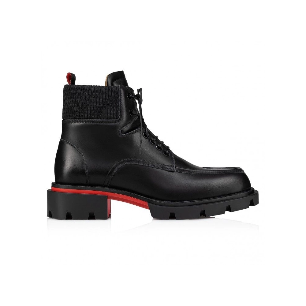 Discount Christian Louboutin Our Walk Lace-Up Boots Calf Leather Black, Cheap Christian Louboutin Shoes for Sale