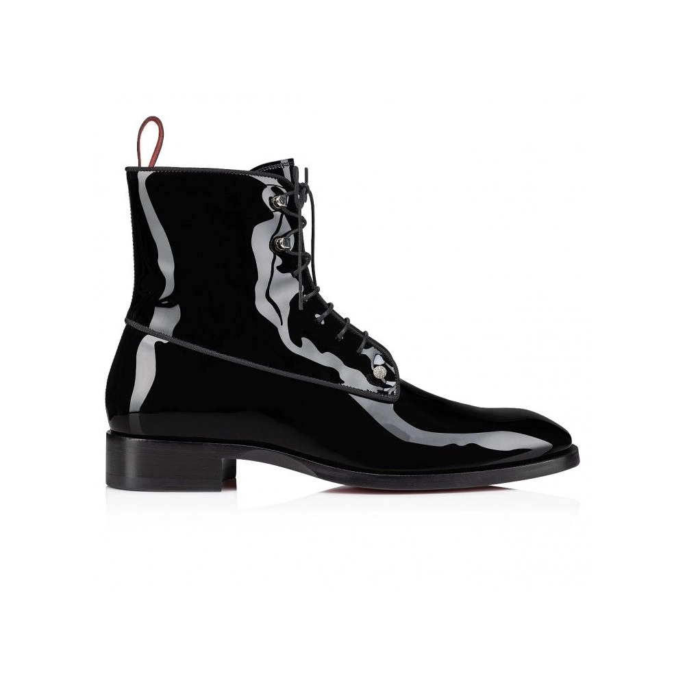 Fake Christian Louboutin Chambeliboot Night Strass Boots Patent Calf Leather Black, Replica Christian Louboutin Shoes