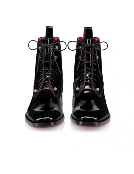 Fake Christian Louboutin Chambeliboot Night Strass Boots Patent Calf Leather Black, Replica Christian Louboutin Shoes