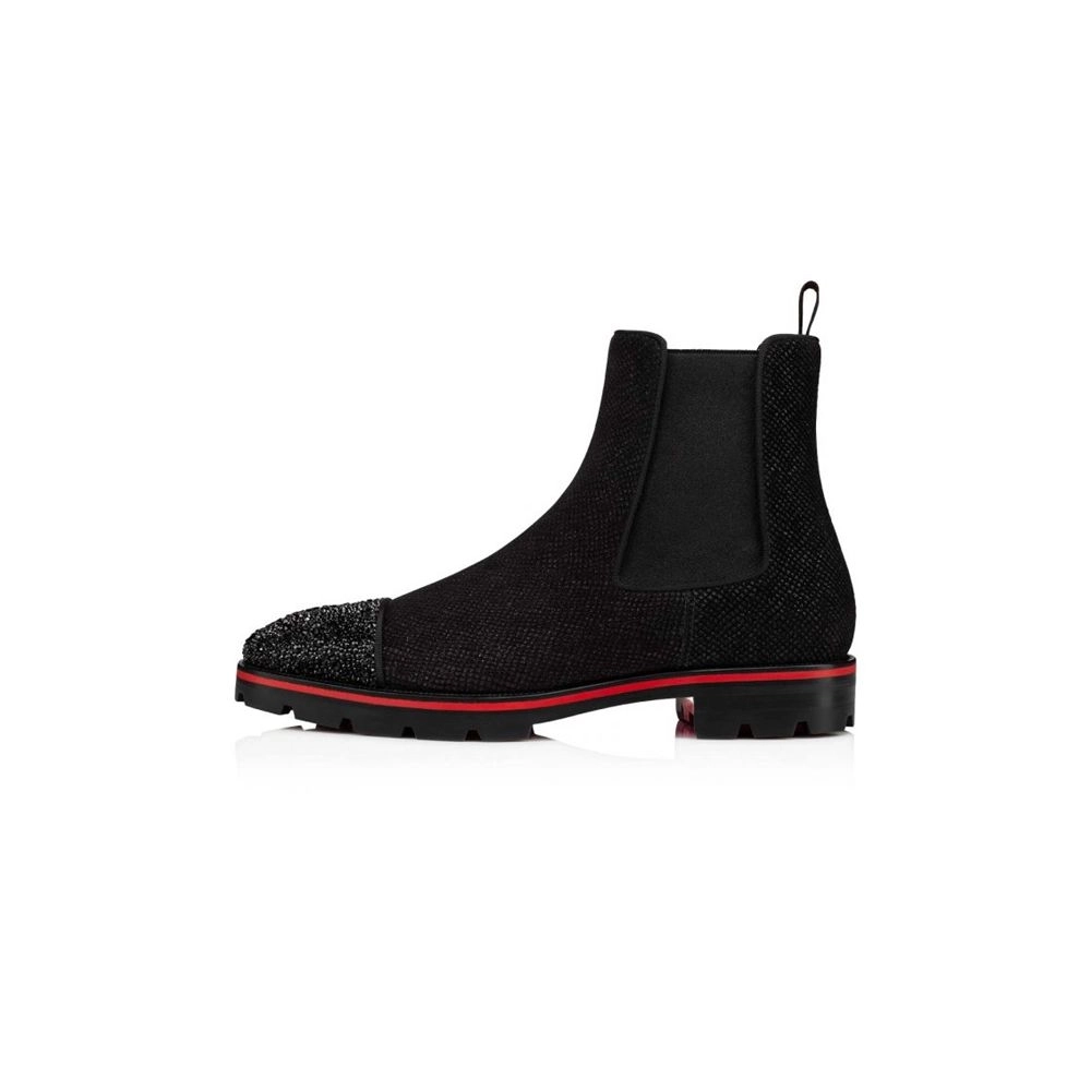cheap Christian Louboutin Boot Melon Strass Black jet Suede sale
