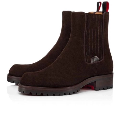 cheap Christian Louboutin Boot Motok Flat Dark Brown Calf sale