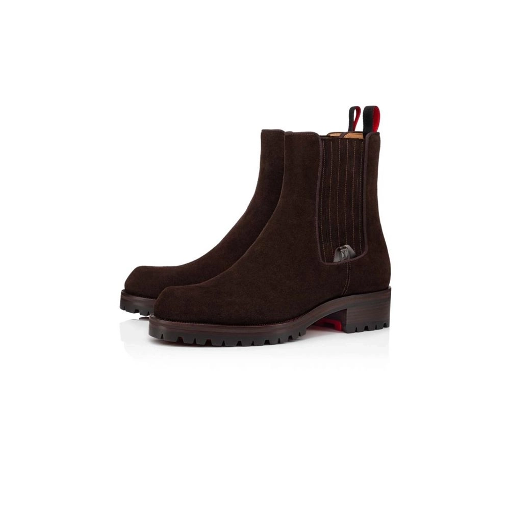 cheap Christian Louboutin Boot Motok Flat Dark Brown Calf sale