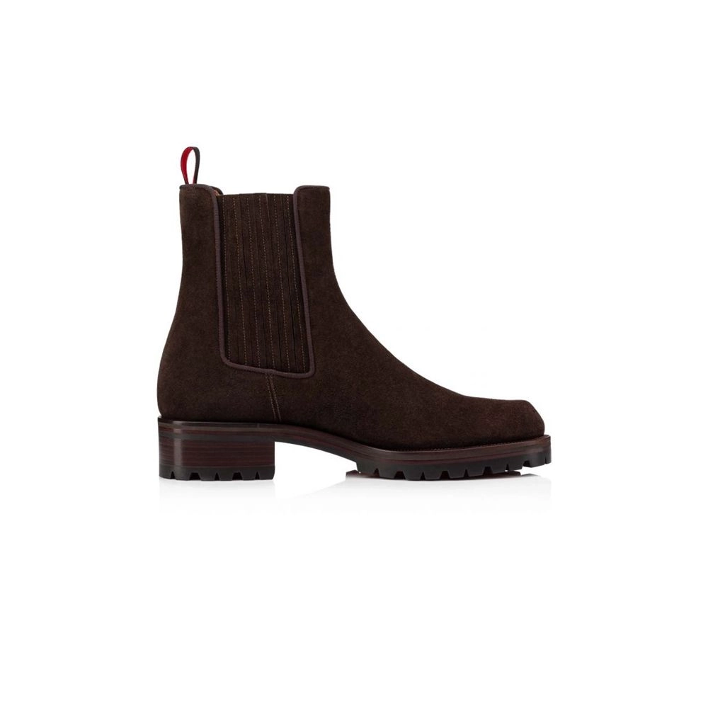 cheap Christian Louboutin Boot Motok Flat Dark Brown Calf sale