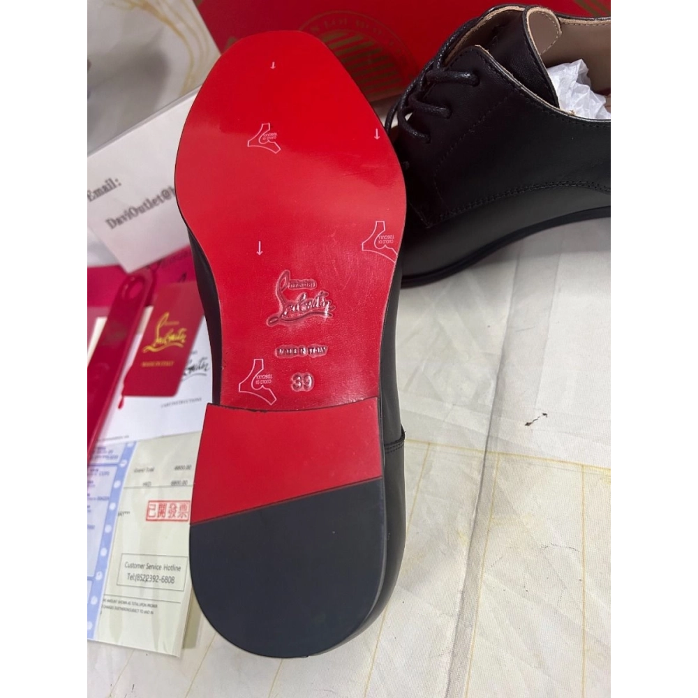 Discount Christian Louboutin Men Oxfords Calf Leather Black Outlet