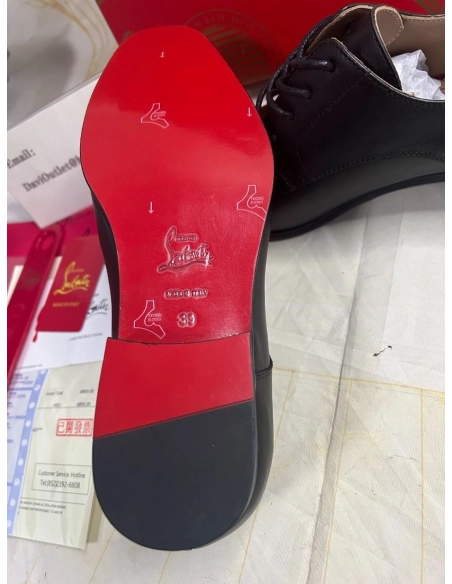 Discount Christian Louboutin Men Oxfords Calf Leather Black Outlet