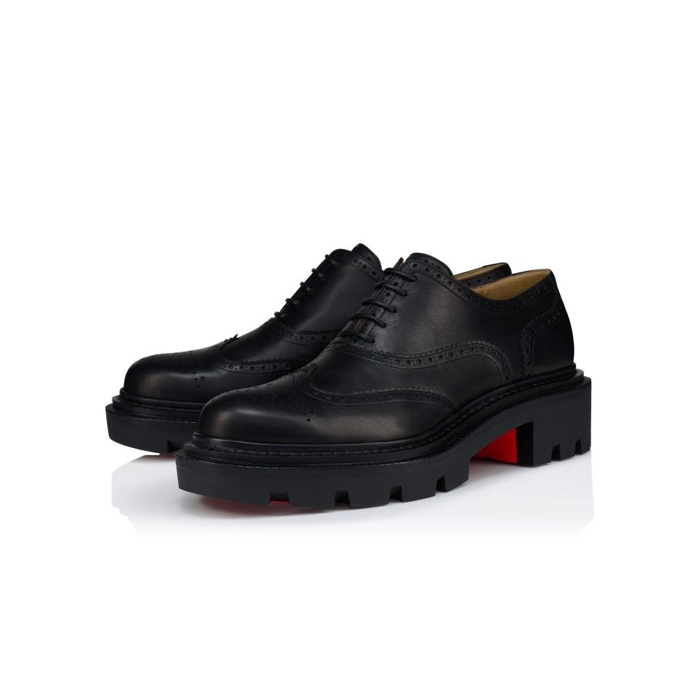Christian Louboutin College Oxfords Waxed Calf Leather Black